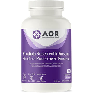 AOR Rhodiola Rosea with Ginseng 200mg 60 Capsules