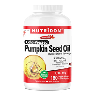 Nutridom Pumpkin Seed Oil, 1000mg, 180 Veggie Softgels (Cold-Pressed)