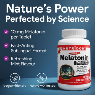 뉴트리돔 멜라토닌 10mg 300정 설하정 (*혀 밑에서 빠르게 녹으며, 최대 효능) 