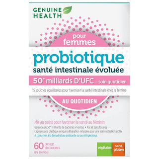 Genuine Health Probiotic for Women, (60 Count), 50 Billion CFU, Natural daily digestive, immune, stress support, and vaginal pH balance