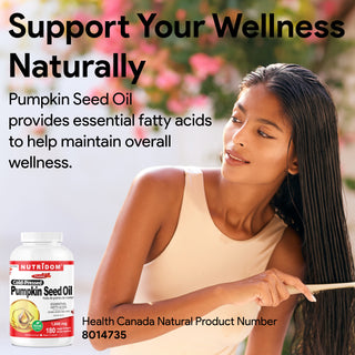 Nutridom Pumpkin Seed Oil, 1000mg, 180 Veggie Softgels (Cold-Pressed)