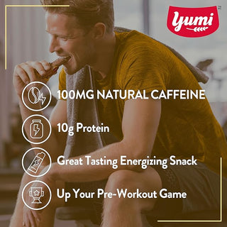 Yumi Caffeinated Protein Energy Bars,Salted Caramel, 100mg Caffeine, 10g Pea Protein, Low Sugar, Dairy Free, Egg Free, Soy Free, Boost Brain Focus, Clarity, Sustained Energy