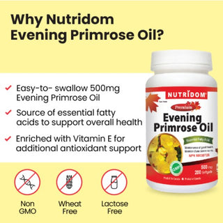 Nutridom Evening Primrose Oil, 500 mg, 200 Softgels - 6 PACK