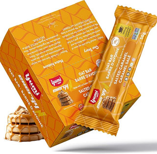 Yumi Caffeinated Protein Energy Bars,Salted Caramel, 100mg Caffeine, 10g Pea Protein, Low Sugar, Dairy Free, Egg Free, Soy Free, Boost Brain Focus, Clarity, Sustained Energy