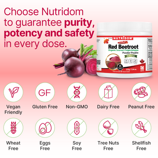 Nutridom 유기농 레드 비트 뿌리 분말, 225g(7.94oz) 