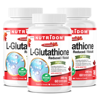 Nutridom L-Glutathione 250 mg, Fermented, 60 Veggie Capsules - 3 PACK