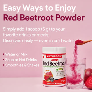 Nutridom Red Beetroot Powder 454g (1lb, Organically Sourced)