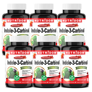 Nutridom Indole-3-Carbinol, I-3-C, 400 mg, Hormone Balance, 60 Veggie Capsules - 6 PACK