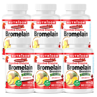 Nutridom Bromelain 2400 GDU, 500 mg, Digestive Enzyme, 60 Veggie Capsules - 6 PACK