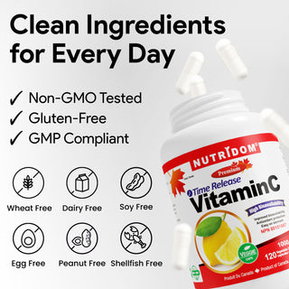 Nutridom Vitamin C, 1000mg, Timed Release, 120 Veggie Capsules