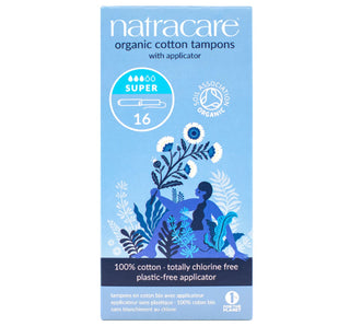 Natracare 有机棉卫生棉条，带超级涂抹器 - 16 支