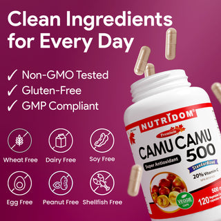 Nutridom CamuCamu500 500mg 120 Vegetable Capsules (Super Antioxidant)