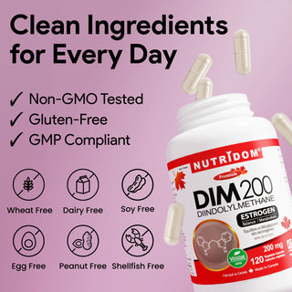 Nutridom DIM200 200mg 120 Vegetable Capsules (Diindolylmethane, Estrogen)