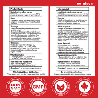 Nutridom Kids Echinacea 10x Drop 60ml (Respiratory Support, Alcohol & Sugar Free, *Natural Orange Flavour)