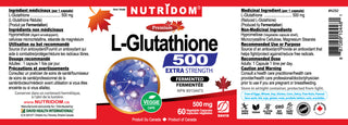 Nutridom L-Glutathione 500mg Extra Strength, Fermented, 60 Veggie Capsules