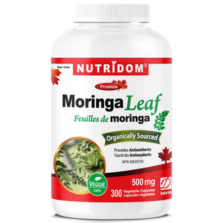 Nutridom Moringa Leaf 500mg 300 Vegetable Capsules (Organically Sourced, Antioxidants)