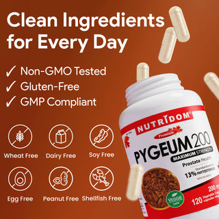 Nutridom Pygeum 200mg 120 Vegetable Capsules (Prostate Health / Maximun Strength)