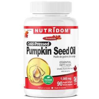 Nutridom Pumpkin Seed Oil 1000mg 90 Veggie Softgels (Cold-Pressed)