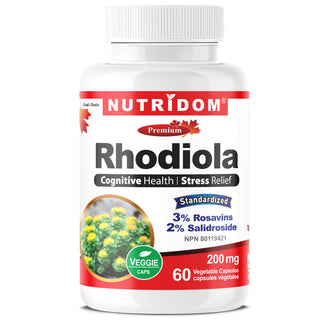 Nutridom Rhodiola 200mg 60 Vegetable Capsules (Cognitive Health, Stress Relief)