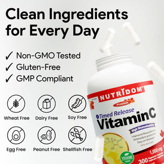 Nutridom Vitamin C, 1000mg, Timed Release, 300 Vegetable Capsules