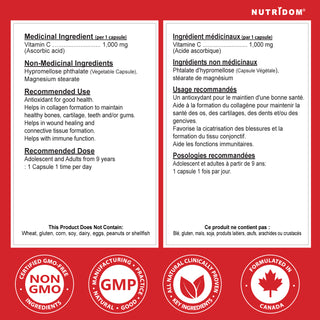 Nutridom Vitamin C, 1000mg, Timed Release, 300 Vegetable Capsules