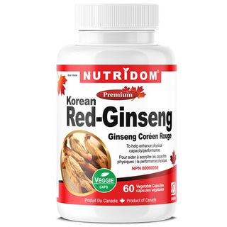 Nutridom Panax Korean Red Ginseng, 8% Ginsenoside, 500 mg, 60 Veggie Capsules