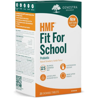 Genestra HMF Fit For School (상온 보관 가능) 프로바이오틱 천연 딸기-바닐라 맛 츄어블 25정