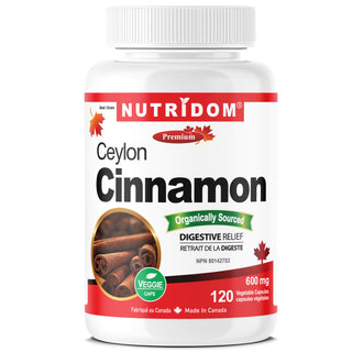 Nutridom Ceylon Cinnamon, 600mg, 120 Vegetable Capsules