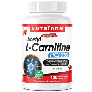 Nutridom Acetyl L-Carnitine HCI 750, 637.5mg, 120 Vegetable Capsules