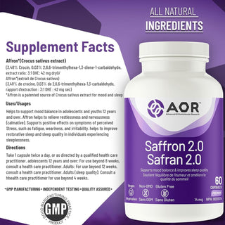 AOR Saffron 14mg 60 Capsules