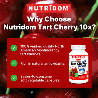 Nutridom Tart Cherry 10x, Montmorency Whole Fruit Extract Concentrate, 500 mg (10,000 mg QCE), 120 Veggie Capsules