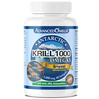 Advanced Omega, Antarctic Krill Oil 1,000 mg with DHA, EPA and Astaxanthin, 60 Softgels - CAFORIA.CA