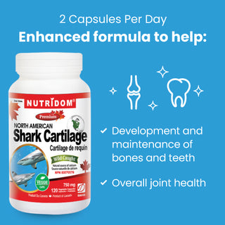 Nutridom North-American Shark Cartilage, 750 mg, 120 Veggie Capsules