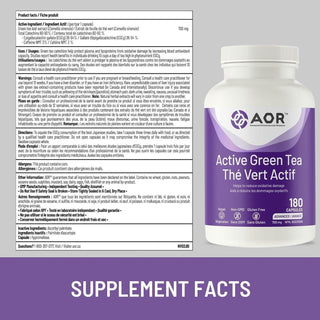 AOR Active Green Tea 700mg 90 Capsules - CAFORIA.CA