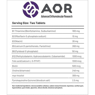 AOR Advanced B Complex Ultra 525mg 60 Tablets - CAFORIA.CA