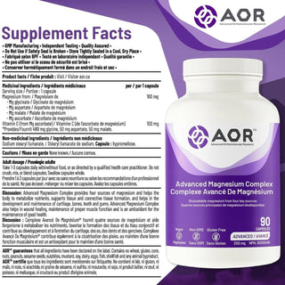 AOR Advanced Magnesium Complex 200mg 90 Capsules - CAFORIA.CA