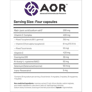 AOR Antioxidant Synergy 276mg 120 Capsules - CAFORIA.CA