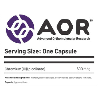 AOR Chromium Picolinate 600mcg 90 Capsules - CAFORIA.CA