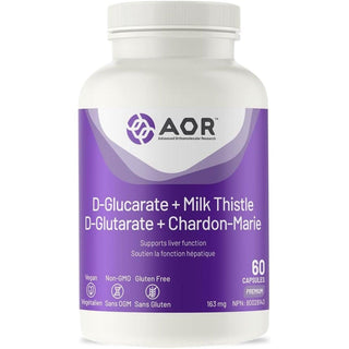 AOR D - Glucarate + Milk Thistle 163mg 60 Capsules - CAFORIA.CA