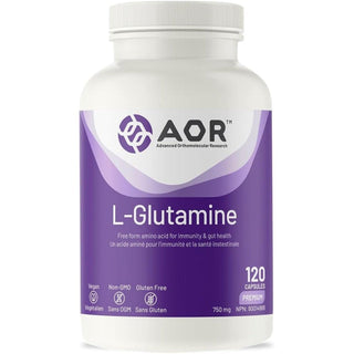 AOR L - Glutamine 750mg 120 Capsules - CAFORIA.CA