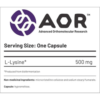 AOR L - Lysine 500mg 150 Capsules - CAFORIA.CA