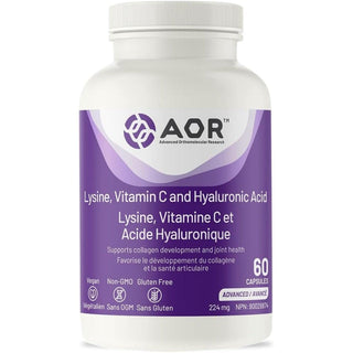 AOR Lysine, Vitamin C and Hyaluronic Acid 224mg 60 Capsules - CAFORIA.CA