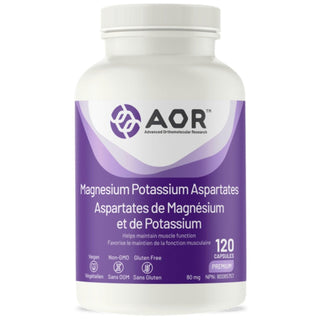 AOR Magnesium Potassium Aspartate 80mg 120 Vcaps - CAFORIA.CA