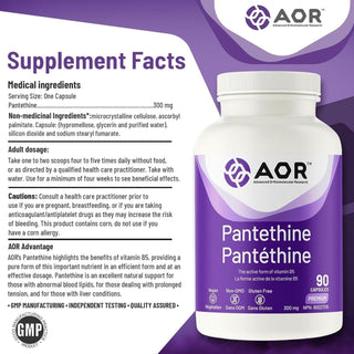 AOR Pantethine 300mg 90 Capsules - CAFORIA.CA