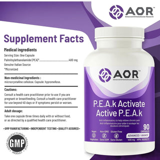 AOR P.E.A.k Activate 400mg 90 Capsules - CAFORIA.CA