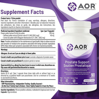 AOR Prostate Support 46mg 90 Capsules - CAFORIA.CA