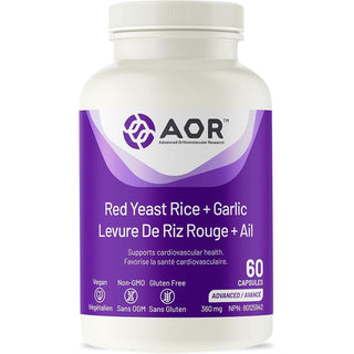 AOR Red Yeast Rice + Garlic 360mg 60 Capsules - CAFORIA.CA