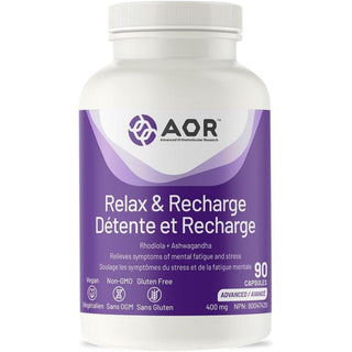 AOR Relax & Recharge 400mg 90 Capsules - CAFORIA.CA