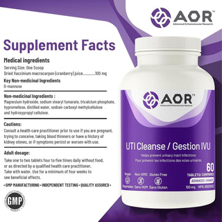 AOR UTI Cleanse 100mg 60 Tablets - CAFORIA.CA