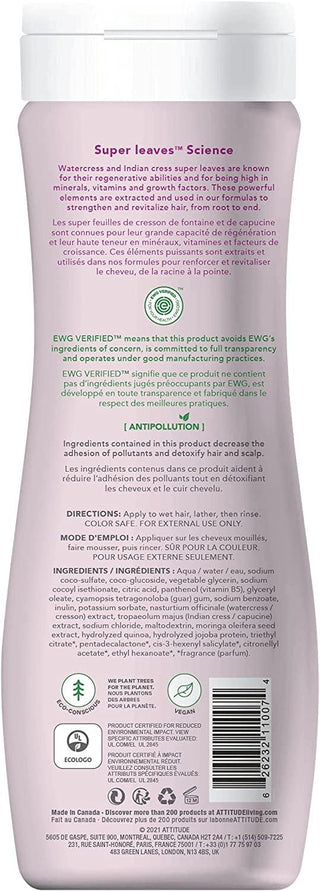 Attitude Super Leaves Moisture Rich Shampoo - Quinoa & Jojoba 473ml - CAFORIA.CA